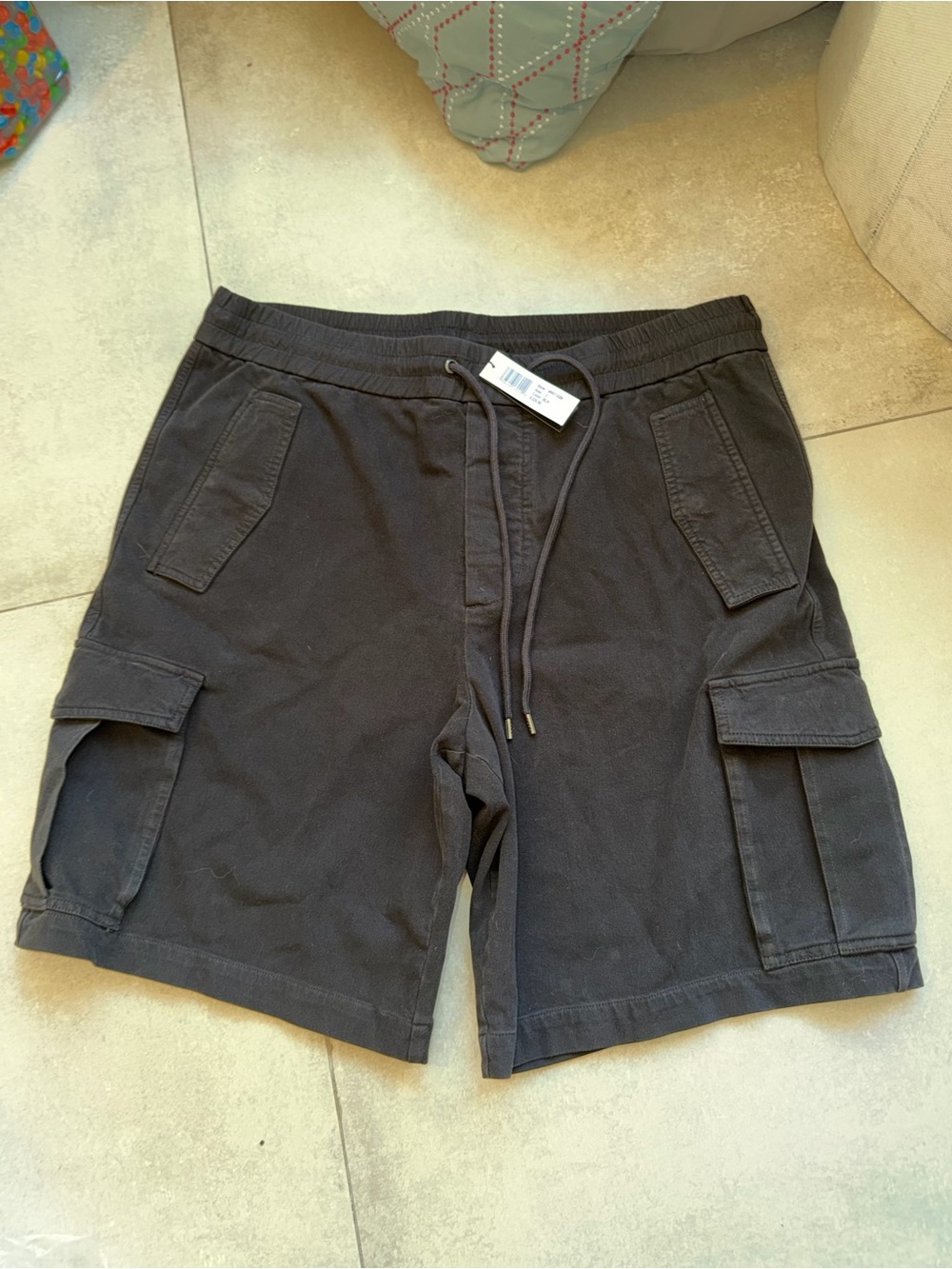 James Perse Black Cargo Drawstring Shorts